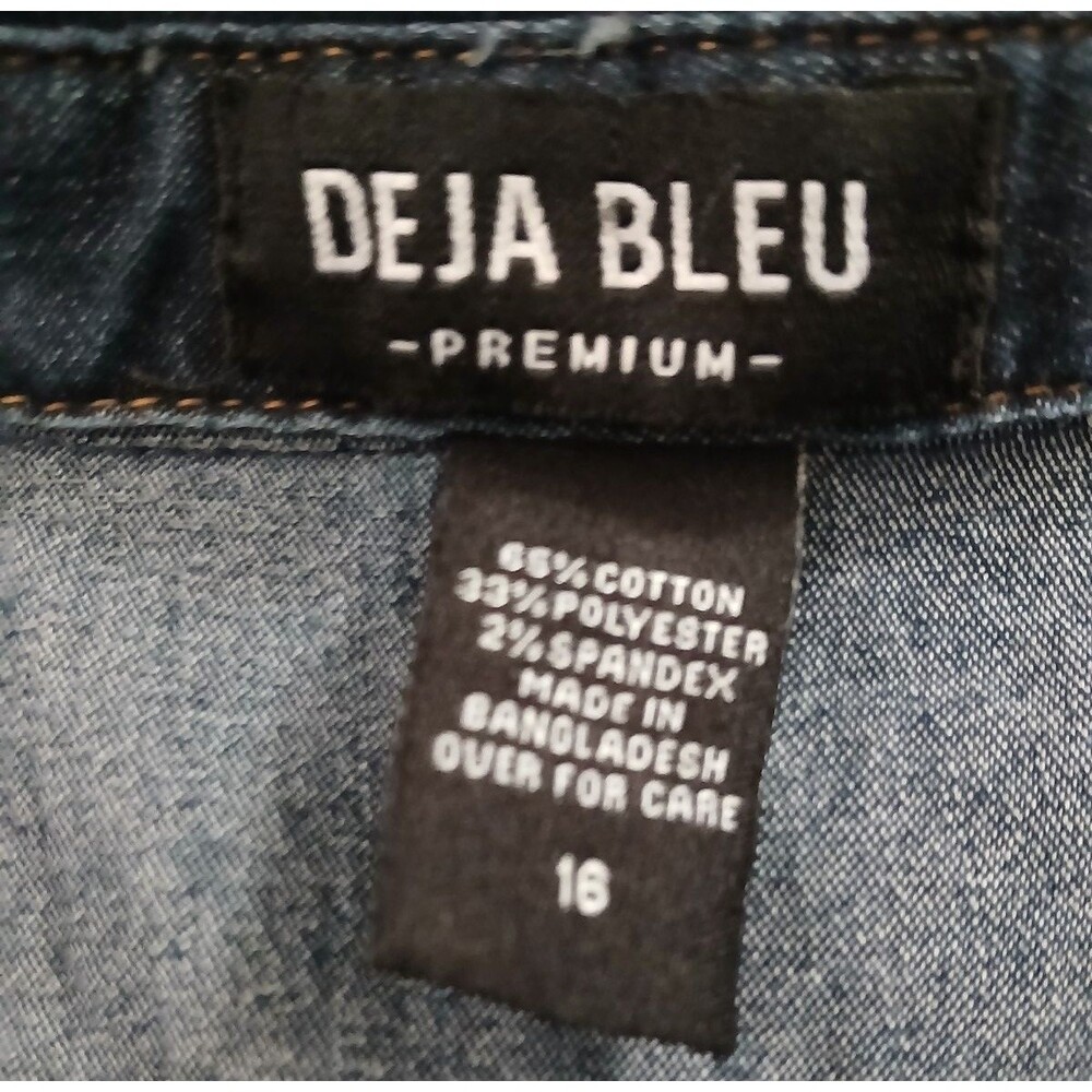 Deja Blue Premium Long Sleeve Button Down Western Style Jean Dress 16 - Picture 5 of 8
